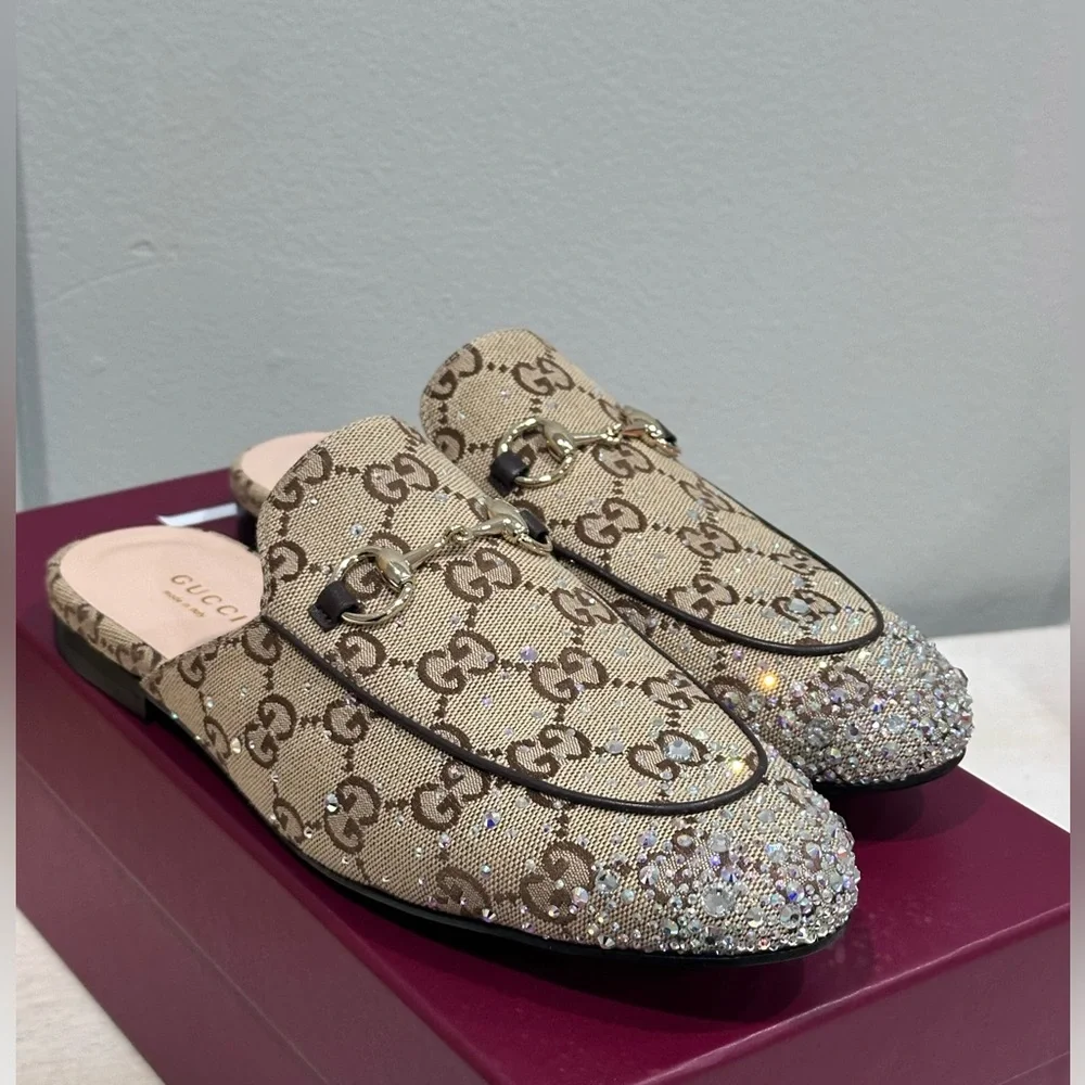 Gucci Princetown Crystal Slipper with Horsebit, Fabric - Picture 3 of 13